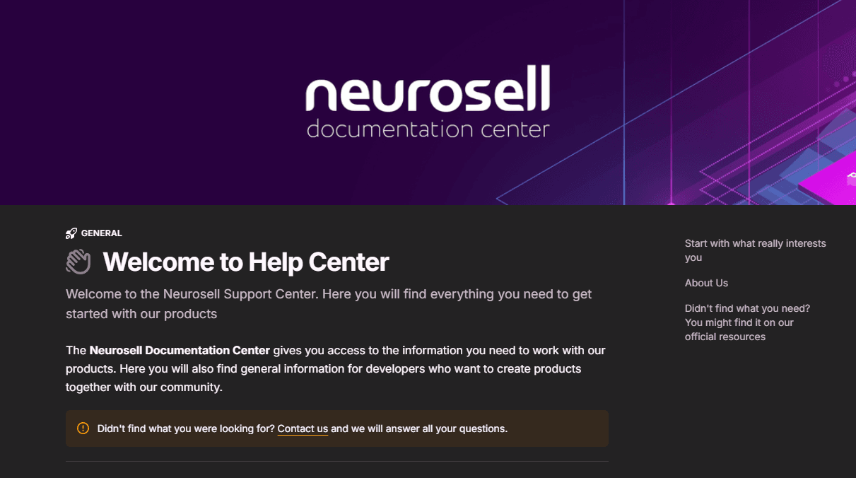 Launched documentation center for Neurosell products
